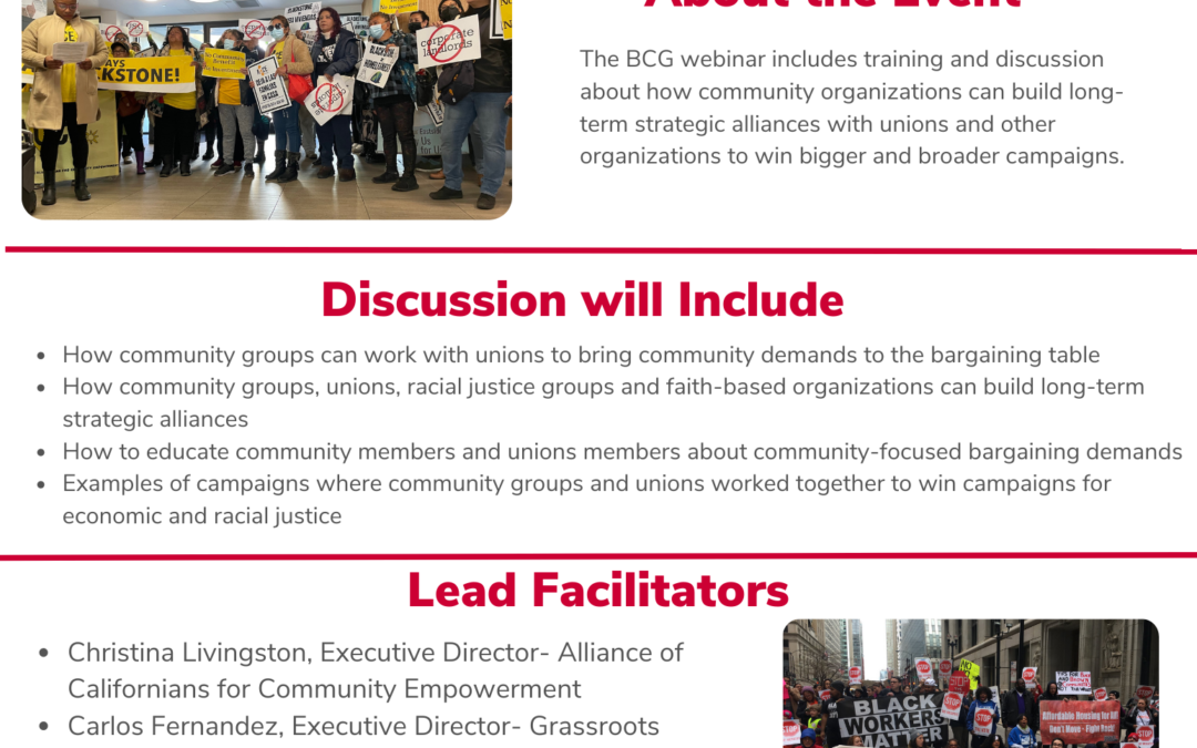 Free Training Webinar| Community Organizations Bargain for The Common Good